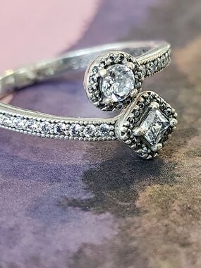 Authentic Pandora Sterling Silver Halo Ring S925 CZ Cubic Zirconia Open Style